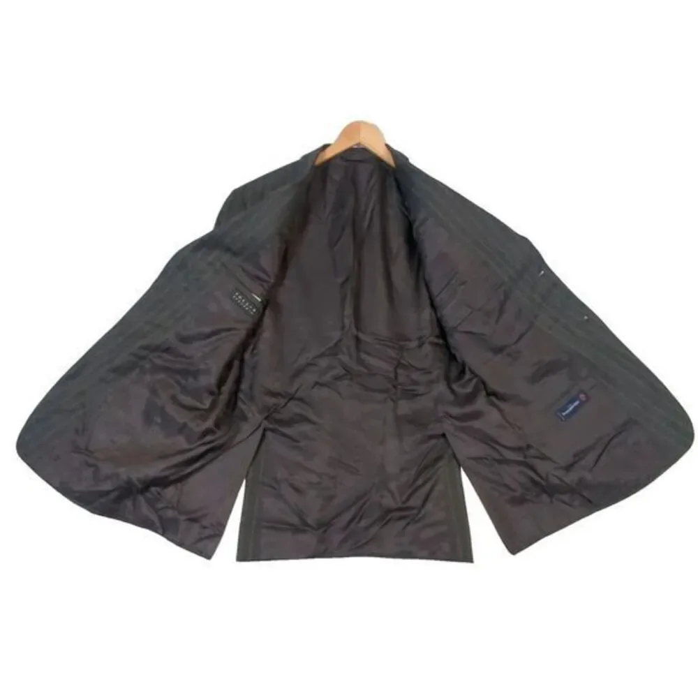 Ermenegildo Zegna Suzzara Wool Blazer Mens 44‎ Long Charcoal Striped Sport USA - Picture 4 of 14